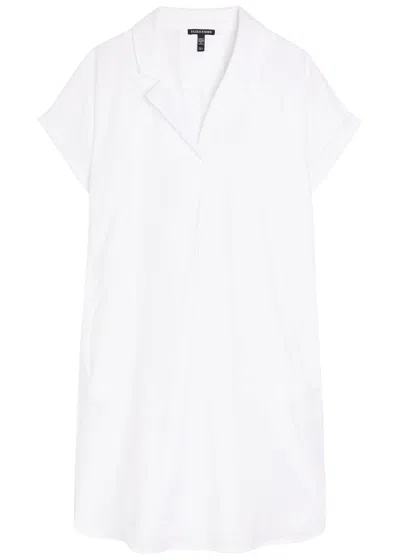Eileen Fisher Notch Collar Linen Midi Shirt Dress