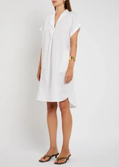 Eileen Fisher Notch Collar Linen Midi Shirt Dress