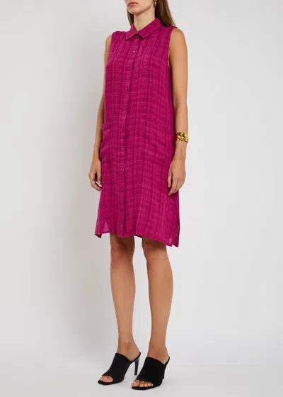 Eileen Fisher Plaid Linen Mini Shirt Dress