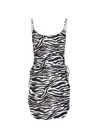 Attico Zebra Beach Cover-up In Stretch Fabric In Black