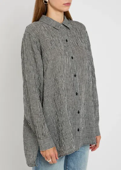 Eileen Fisher Checked Linen Shirt In Brown
