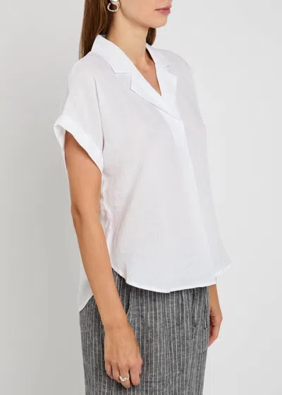 Eileen Fisher Cuffed Cap Sleeve Organic Linen Top In White