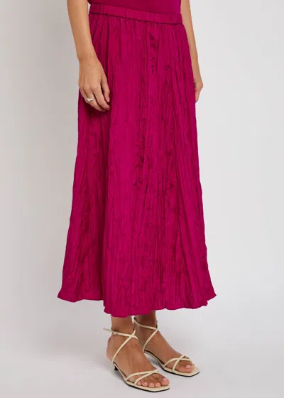 Eileen Fisher Crinkled Plissé Silk Midi Skirt