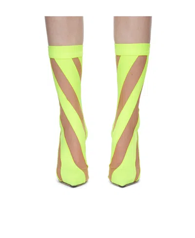 Jimmy Choo Logo  Sock Short Boots In Yellow