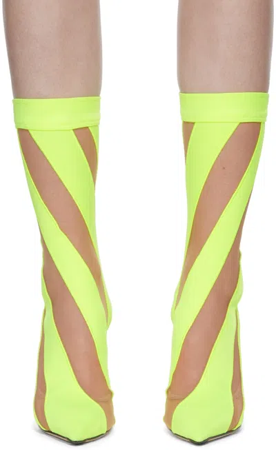 Jimmy Choo Logo  Sock Short Boots In Yellow