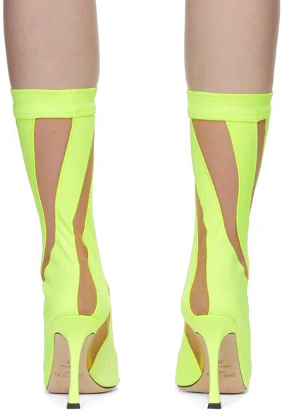 Jimmy Choo Logo  Sock Short Boots In Yellow