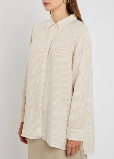 Eileen Fisher Striped Linen Shirt In White
