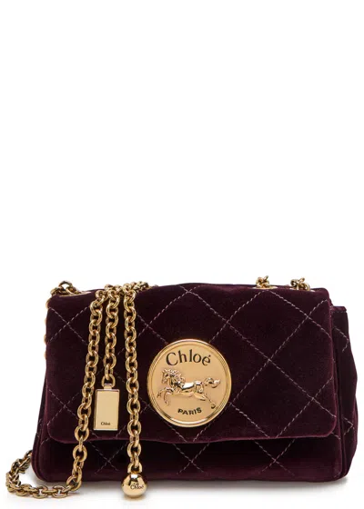 Chloé Chloe Heritage Quilted Velvet Shoulder Bag