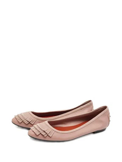 Pre-owned Tod's Vintage Fringed Flats In Neutral