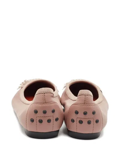 Pre-owned Tod's Vintage Fringed Flats In Neutral