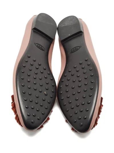 Pre-owned Tod's Vintage Fringed Flats In Neutral