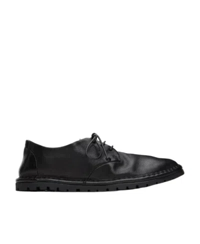 Marsèll Round Head Stitching Detail Flats In Black