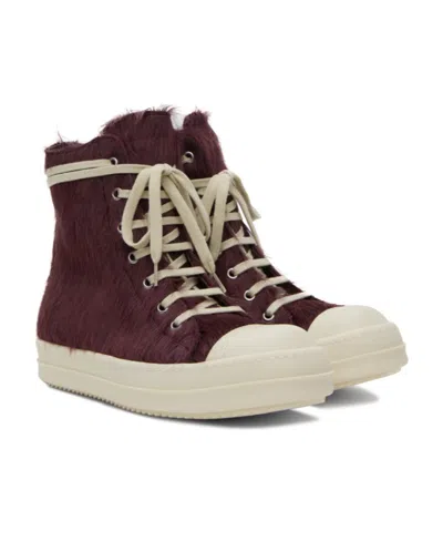 Rick Owens Pony Hair High-top Sneakers In Brown