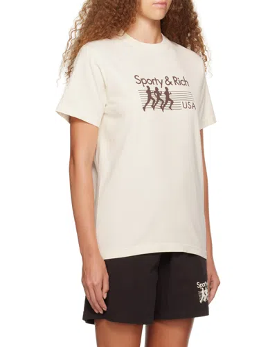 Sporty And Rich T-shirt With Round Neck And Short Sleeves In Neutral
