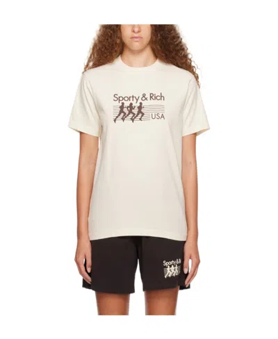 Sporty And Rich T-shirt With Round Neck And Short Sleeves In Neutral