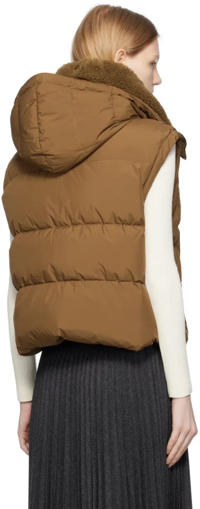 Yves Salomon Hooded Quilted Down Vest In Brown