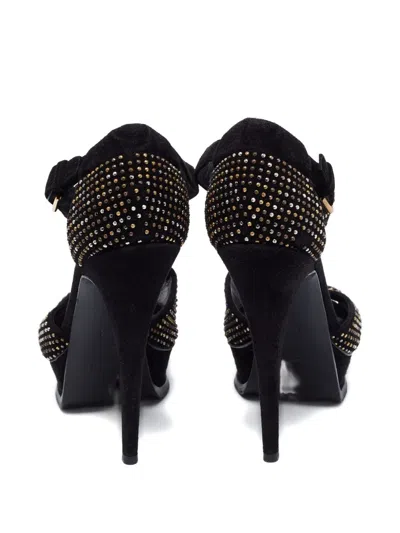 Pre-owned Saint Laurent Stud-embellished Sandals In Black