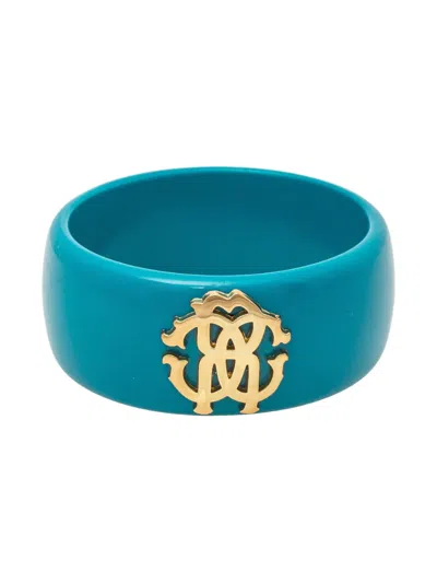 Pre-owned Roberto Cavalli Vintage Logo-plaque Bracelet In Blue