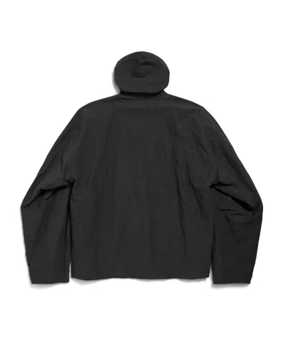 Balenciaga Large Fit Hooded Jacket In Black
