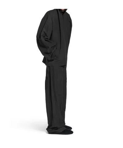 Balenciaga Large Fit Hooded Jacket In Black