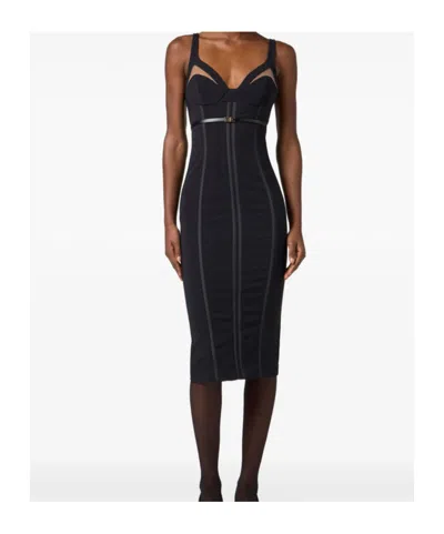 Elisabetta Franchi Adjustable Straps Bustier Cut-out Midi Pencil