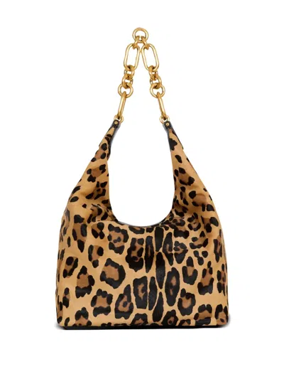 Balmain Leather Leopard Sync Shoulder Bag