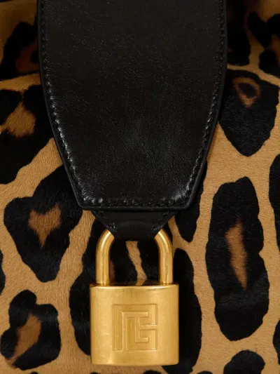 Balmain Leather Leopard Sync Shoulder Bag