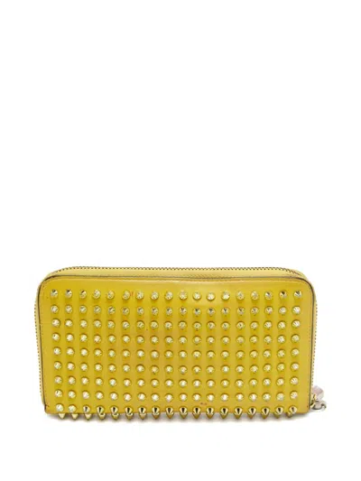Pre-owned Christian Louboutin Leather Zip Wallet In Yellow