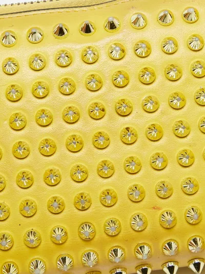 Pre-owned Christian Louboutin Leather Zip Wallet In Yellow