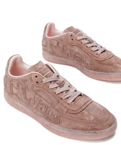 Alexander Wang Lex Logo-embossed Suede Sneakers In Pink