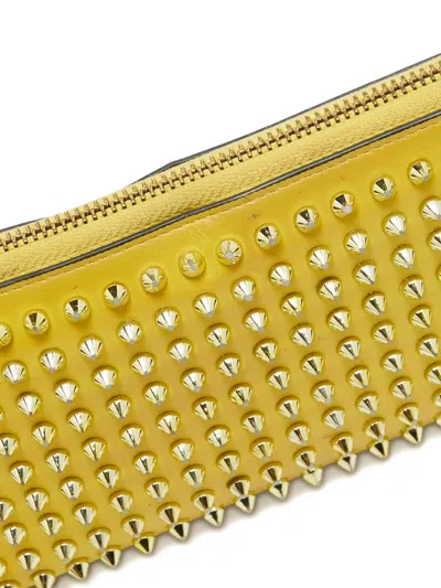 Pre-owned Christian Louboutin Leather Zip Wallet In Yellow