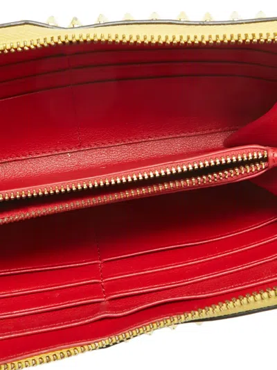 Pre-owned Christian Louboutin Leather Zip Wallet In Yellow