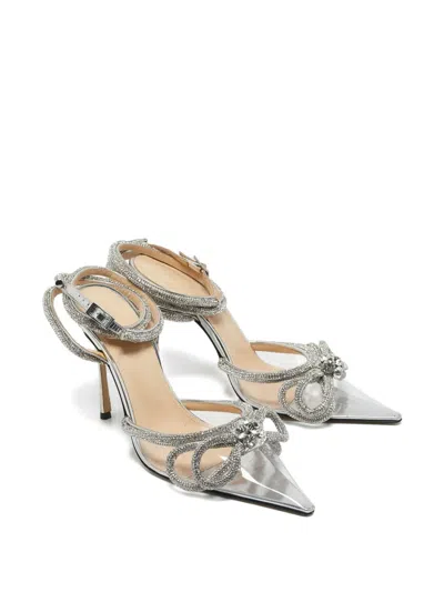 Pre-owned Mach&mach 105mm Crystal-embellished Sandals In Neutral