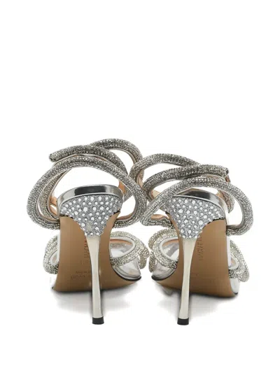 Pre-owned Mach&mach 105mm Crystal-embellished Sandals In Neutral