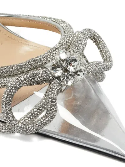 Pre-owned Mach&mach 105mm Crystal-embellished Sandals In Neutral