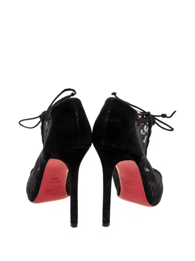 Pre-owned Christian Louboutin 120mm Suede Heeled Boots In Black