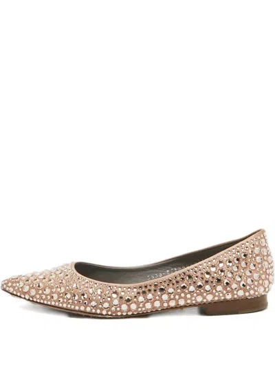 Pre-owned Gina Stud-embellished Flats In Neutral