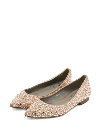 Pre-owned Gina Stud-embellished Flats In Neutral