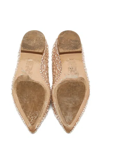 Pre-owned Gina Stud-embellished Flats In Neutral