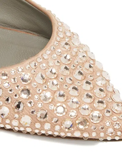 Pre-owned Gina Stud-embellished Flats In Neutral