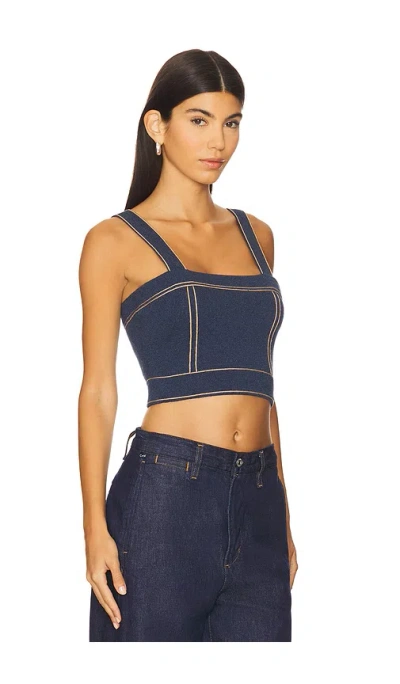 Autumn Cashmere Cropped Top Stitch Tank Top In Blue