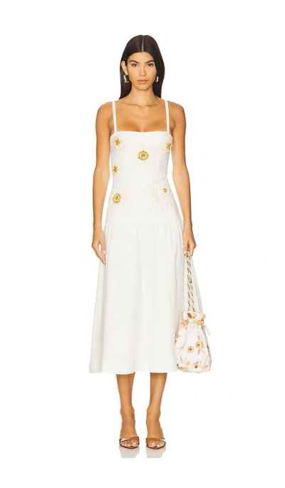 Patbo Tropic Linen Midi Dress In White
