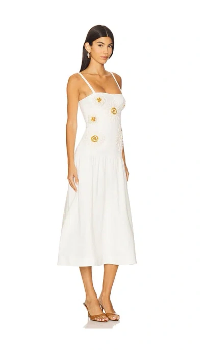 Patbo Tropic Linen Midi Dress In White