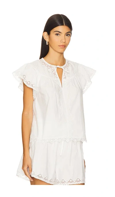Ulla Johnson Effie Flutter Sleeve Top In White