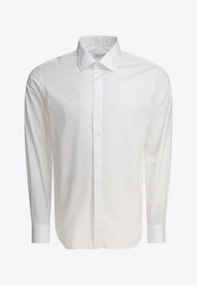Tagliatore Collared Button-down Shirt Long Sleeves In White