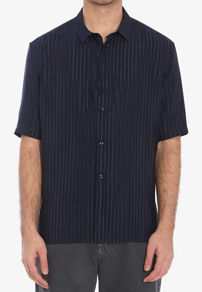 Saint Laurent Striped Shirt In Blue