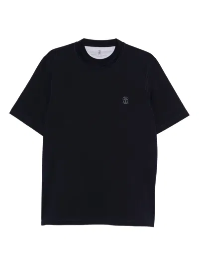 Brunello Cucinelli Cotton Jersey Crew Neck T-shirt With Logo Clothing In Black