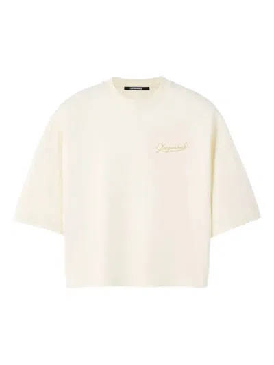 Jacquemus Beige Crewneck Logo T-shirt In Neutral