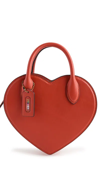 Coach Glovetanned Leather Heart Shape Bag B4/carmine