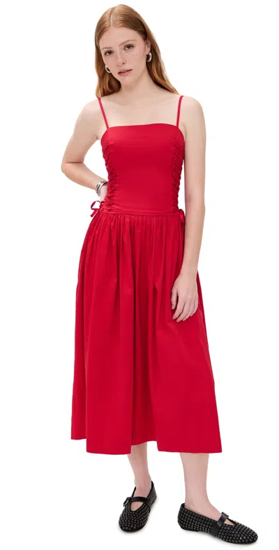 Damson Madder Angelina Midi Lace Dress Red